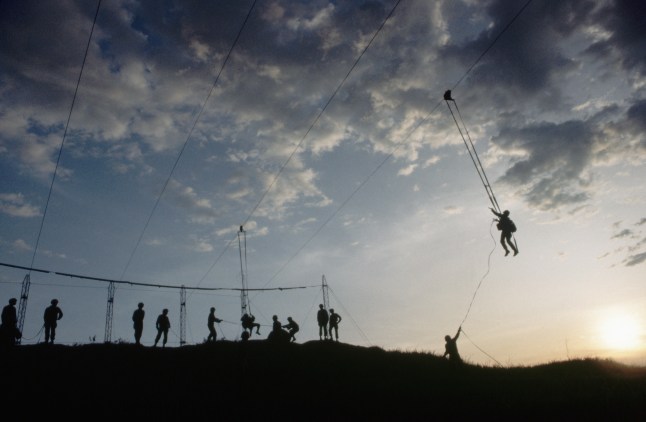 Army soldier training outdoors