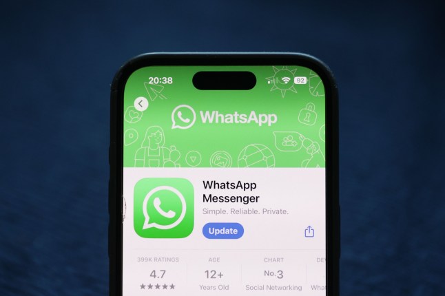 Mandatory Credit: Photo by Jakub Porzycki/NurPhoto/REX/Shutterstock (14525350a) WhatsApp on App Store displayed on a phone screen is seen in this illustration photo taken in Poland on June 5, 2024. Apps On App Store Photo Illustrations, Sulkowice, Poland - 05 Jun 2024