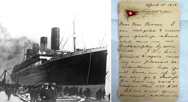 A letter written onboard the Titanic before it sank sells for almost $400,000 at auction