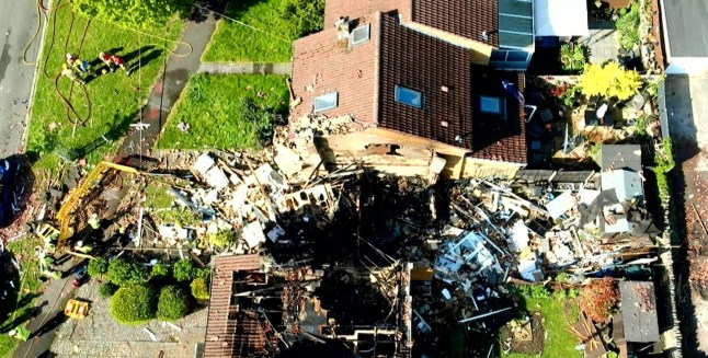 Handout photo issued by Avon Fire and Rescue Service of the scene on Lancaster Road in Yate near Bristol, where a property has been damaged following an explosion. Picture date: Tuesday April 29, 2025. PA Photo. See PA story POLICE Yate. Photo credit should read: Avon Fire and Rescue Service/PA Wire NOTE TO EDITORS: This handout photo may only be used in for editorial reporting purposes for the contemporaneous illustration of events, things or the people in the image or facts mentioned in the caption. Reuse of the picture may require further permission from the copyright holder.
