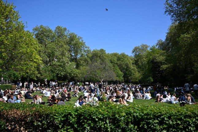 LONDON, UK - APRIL 29: A view of Lincoln's Inn Field area which is busy with sunny weather in London, UK on April 29, 2025. (Photo by Mustafa Yalcin/Anadolu via Getty Images)