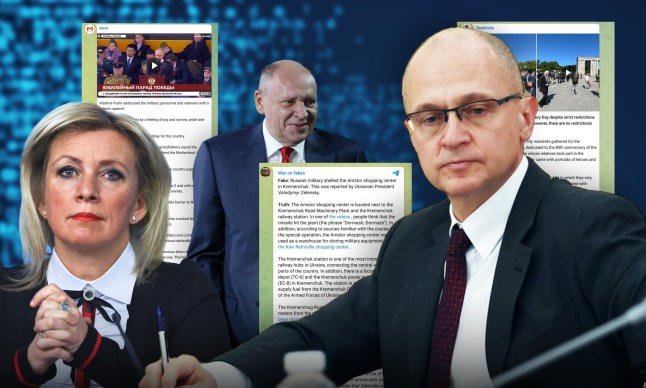 Comp of Russian officials and screengrabs of Telegram channels