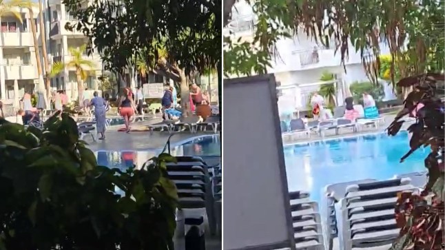 Caption: Sunbed Wars 2025 hit Tenerife with tourists throwing down towels on five loungers