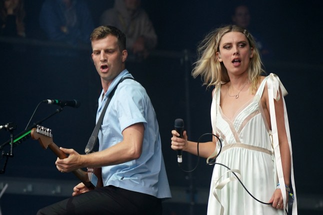 Ellie Rowsell and Joff Oddie of Wolf Alice performing on the Pyramid Stage during the Glastonbury Festival at Worthy Farm in Somerset. Picture date: Friday June 24, 2022. PA Photo. See PA story SHOWBIZ Glastonbury. Photo credit should read: Yui Mok/PA Wire