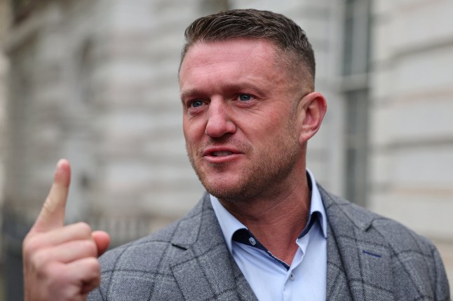 (FILES) Founder and former leader of the anti-Islam English Defence League (EDL), Stephen Yaxley-Lennon, also known as Tommy Robinson, arrives at Westminster Magistrates Court in central London on April 22, 2024, following his arrest at a march against antisemitism in November last year. Notorious UK far-right agitator Tommy Robinson has been sentenced to 18 months in jail during his appearance at the Woolwich Crown Court, in southeast London, on October 28, 2024, after admitting committing contempt of court over a long-running libel case involving a Syrian refugee. (Photo by Adrian DENNIS / AFP) (Photo by ADRIAN DENNIS/AFP via Getty Images)