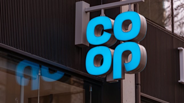 London, UK, February 7 2024, The Co-Op logo outside a store in London