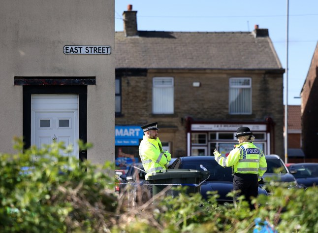 Police scene on East St in Rochdale following a counter terrorism raid . 4 May 2025