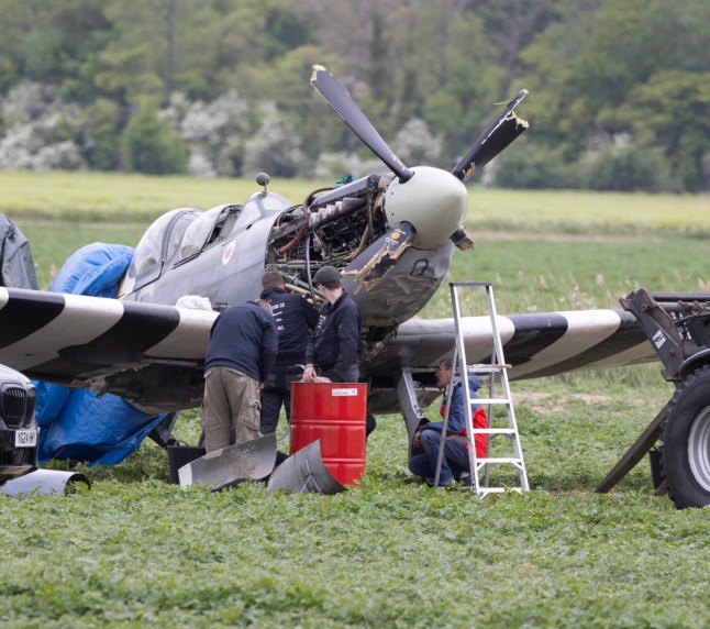 Pic Shows; Spitfire crash in new Hythe in a field in Kent ?? Jim Bennett//07836225329