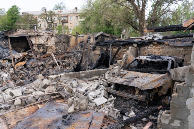 ZAPORIZHZHIA, UKRAINE - MAY 07: (----EDITORIAL USE ONLY - MANDATORY CREDIT - 'ZAPORIZHZHIA REGIONAL MILITARY ADMINISTRATION / HANDOUT' - NO MARKETING NO ADVERTISING CAMPAIGNS - DISTRIBUTED AS A SERVICE TO CLIENTS----) a view of destruction at residential area hit by Russian drone strikes in Zaporizhzhia, Ukraine on May 07, 2025. Russia used at least 13 Shahed-type strike drones in a nighttime attack, targeting residential areas and civilian infrastructure. As a result of the attack, 15 apartment buildings and more than 45 private houses in three districts of Zaporizhzhia were damaged, while the energy infrastructure was also damaged. Four civilians were injured in the attacks. (Photo by Zaporizhzhia Regional Military Adm./Anadolu via Getty Images)