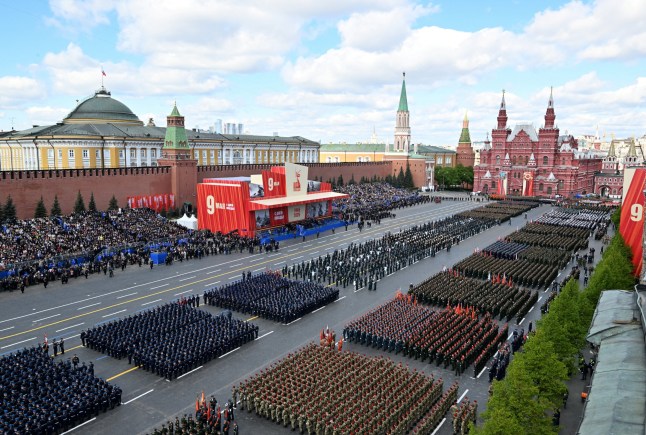 A general view shows Red Square during a military parade on Victory Day, marking the 80th anniversary of the victory over Nazi Germany in World War Two, in central Moscow, Russia, May 9, 2025. Ivan Sekretarev/Host agency RIA Novosti/Handout via REUTERS ATTENTION EDITORS - THIS IMAGE WAS PROVIDED BY A THIRD PARTY.