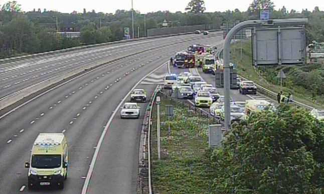 Traffic on the M4 after a serious crash near Reading.