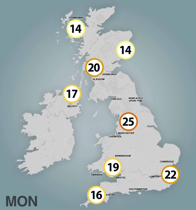 Metro weather temperature map