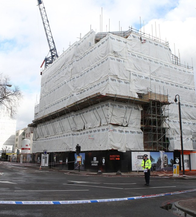 Mandatory Credit: Photo by Steve Bell/REX/Shutterstock (9654888a) Bow corner building site on burdett road, mile end, east london where a pallet of bricks fell five storeys from the site crane on top of pedestrian michaela boor (29) who later died of her injuries outside the higgins homes tower hamlets development. Pallet of bricks kills pedestrian, London, UK - 27 Mar 2018