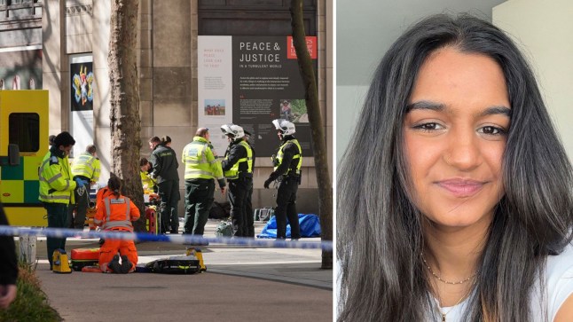 Emergency services at the scene on The Strand, and the crash victim Aalia Mahomed.