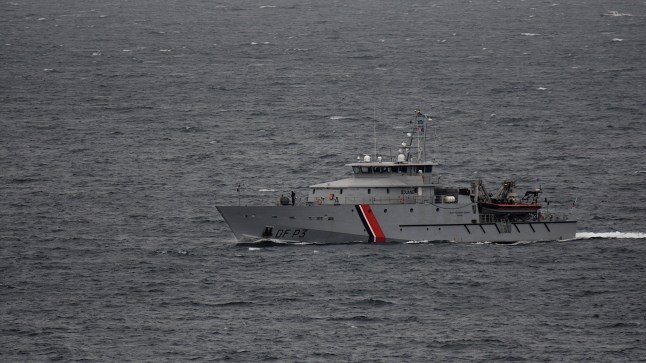 MARSEILLE, FRANCE - 2023/12/13: View of the customs coast guard cruiser Jean-Fran??ois Deniau (DF P3) in Marseille. (Photo by Gerard Bottino/SOPA Images/LightRocket via Getty Images)