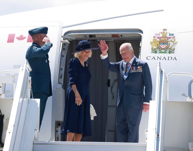 King Charles III and Queen Camilla board their plane at Ottawa Airport at the end of the royal two-day visit to Canada. Picture date: Tuesday May 27, 2025. PA Photo. See PA story ROYAL Canada. Photo credit should read: Ian Vogler/Daily Mirror/PA Wire