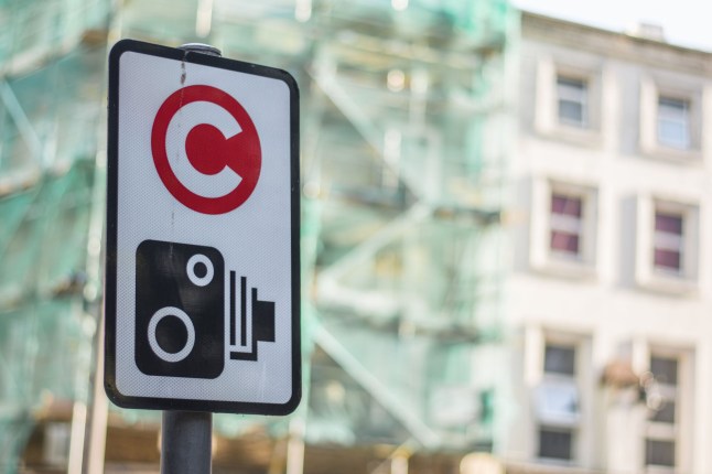A street sign warning of the Congestion Charge zone in central London.