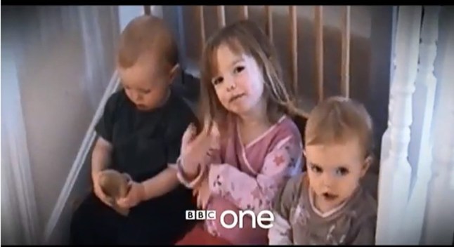 Madeleine McCann (c) with twins Sean and Amelie. Grabs from 31 second trailer about the Madeleine McCann Crimewatch special to be broadcast on Monday 14 October 2013 Internet grab for Liz - Youtube ? BBC