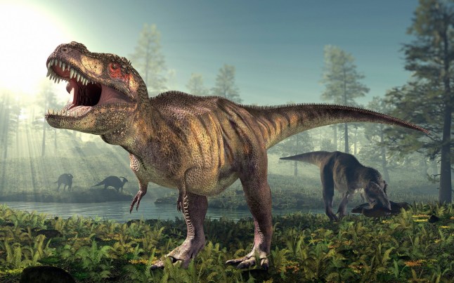 Tyrannosaurus rex dinosaur visual of what it would have looked like in nature.