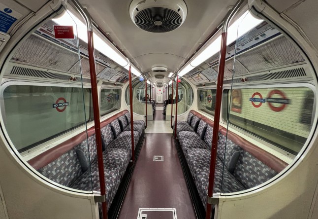 LONDON, UNITED KINGDOM - SEPTEMBER 19: Quiet Bakerloo Line train on the London Underground in central London, United Kingdom on September 19, 2022 on the day of The State Funeral of Her Majesty at Westminster Abbey. On 8 September 2022, Elizabeth II, Queen of the UK and the other Commonwealth realms, the longest-living and longest-reigning British monarch, died at the age of 96, at Balmoral Castle in Scotland.Castle in Scotland. (Photo by Dinendra Haria/Anadolu Agency via Getty Images)