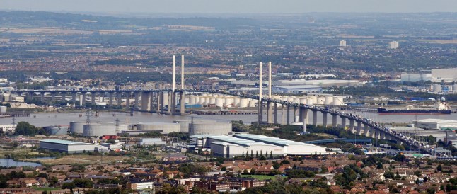 File photo dated 28/08/14 of an aerial view looking towards Essex, of the Queen Elizabeth II (QEII) bridge, also referred to as the Dartford-Thurrock river crossing, at Dartford. A new tool will allow emergency workers to pinpoint the location of incidents across the UK using nicknames and colloquial names, Ordnance Survey (OS) has announced. The Vernacular Names Tool already contains the nicknames of more than 9,000 locations and the OS has asked more blue light workers to input nicknames from where they live. Issue date: Wednesday May 8, 2024. PA Photo. See PA story SOCIAL Maps. Photo credit should read: Nicholas.T.Ansell/PA Wire