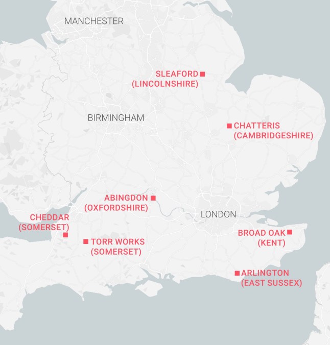 Proposed sites for new reservoirs in England Metro map