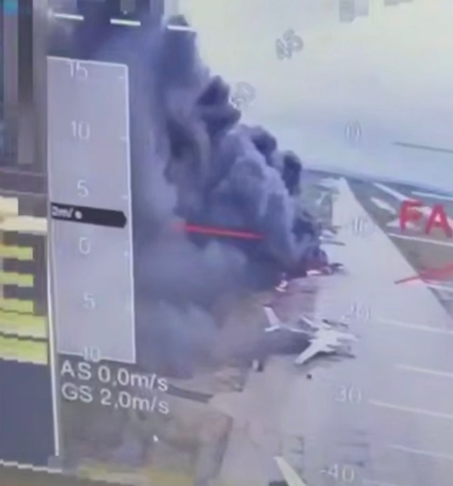 Russian Belaya Air Base in Irkutsk region, Siberia, was ablaze today after a suspected drone strike linked to Ukraine