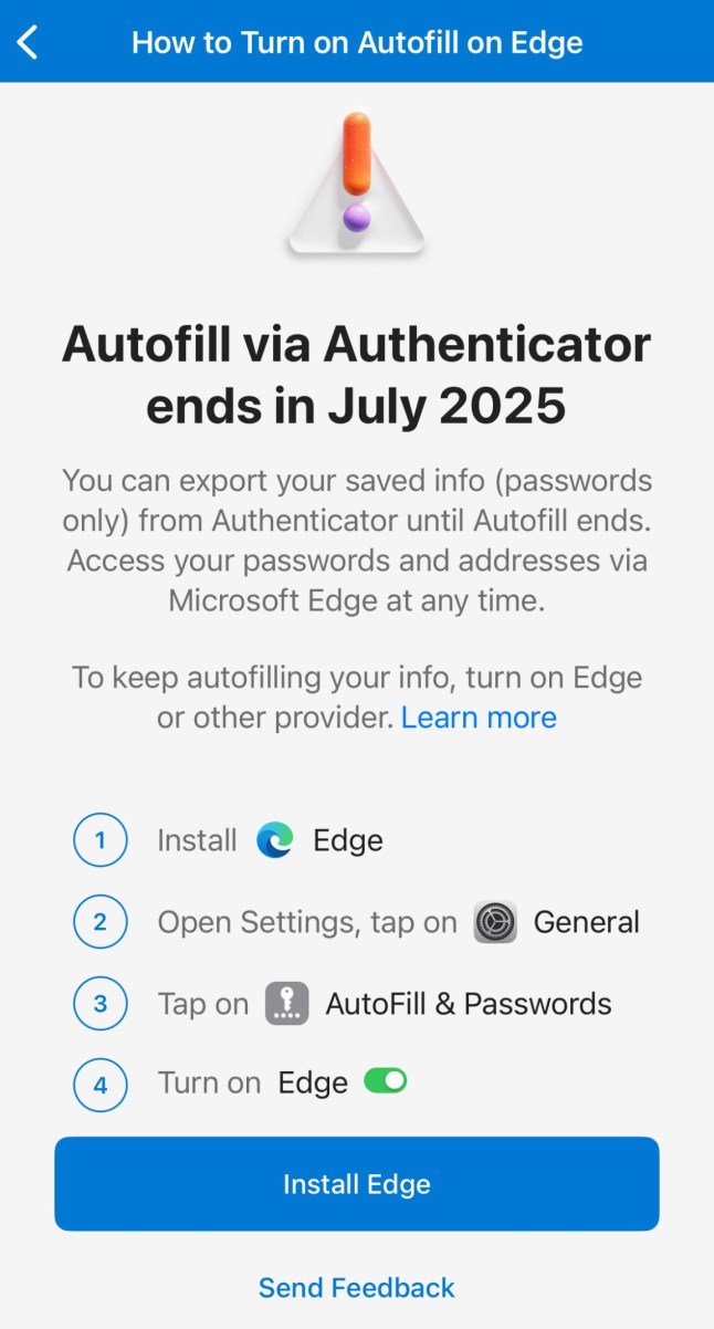 Screengrab Microsoft Authenticator app