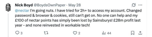 Nectar points stolen
