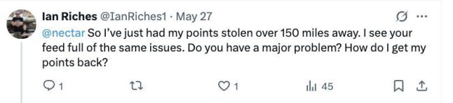 Nectar points stolen