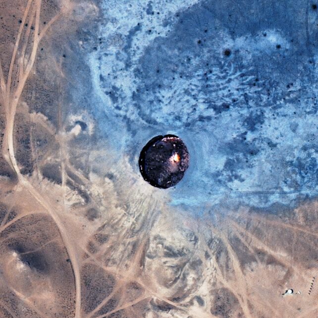 Korean satellite photo of the Darvaza gas crater