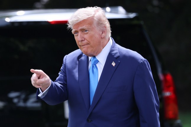 WASHINGTON, DC - JUNE 06: U.S. President Donald Trump points to supporters as he departs the White House on June 06, 2025 in Washington, DC. Trump is departing the White House for a weekend trip to Bedminster, New Jersey. (Photo by Win McNamee/Getty Images)