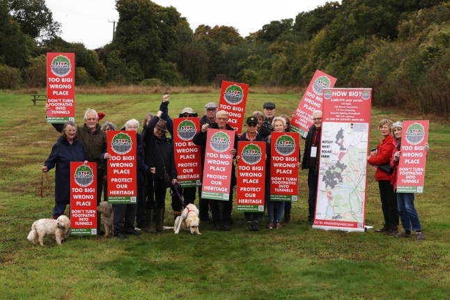 SBW amd CPRE supporters gathering to protect 1,000 year old green lane from damage by Botley West development. A campaign group fighting to block Britain's biggest solar project has accused the government of 'hate speech' after being dubbed NIMBYs. Save Botley West has formed to block an ??800M solar farm covering almost 3,500 acres of land across Botley, Woodstock and Kidlington. If approved would become the largest in Europe - and equivelant in size to Heathrow Airport. Last week the group called on King Charles III to intervene on the grounds of an act from the early 18th century. And now the chairman of the Save Botley West group Professor Alex Rogers has hit out at Labour government use of the term NIMBY - accusing them of 'hate speech.'