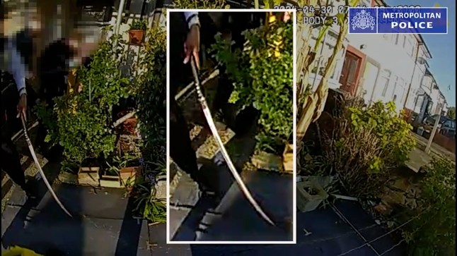 Grabs - Footage shown in court of alleged sword attacker Marcus Arduini Monzo