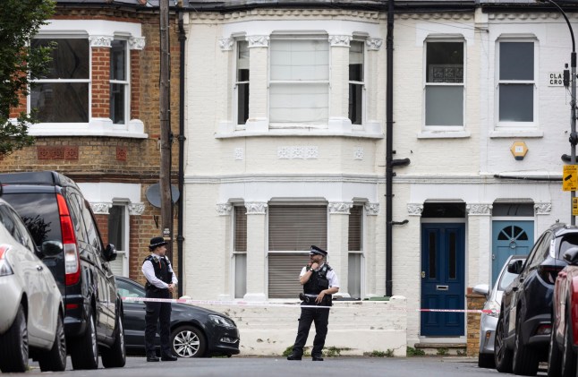 A murder scene in Hammersmith, London, where a man was shot.