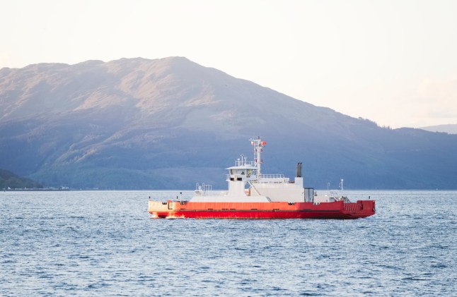 Ferry crossing to Dunoon at sunset from Gourock uk