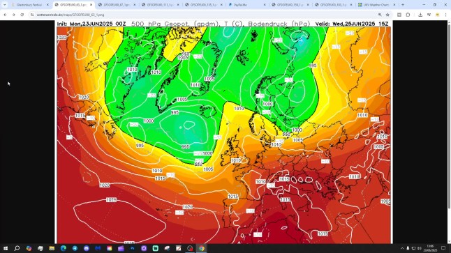 Gav's weather map for Glastonbury.