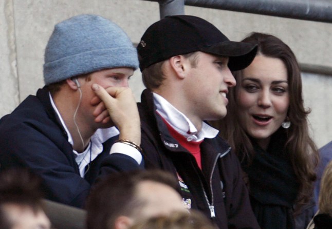 Mandatory Credit: Photo by Eddie Keogh/REX/Shutterstock (646131c) Prince Harry, Prince William with Kate Middleton England V Italy rugby union match at Twickenham, Middlesex, Britain - 10 Feb 2007