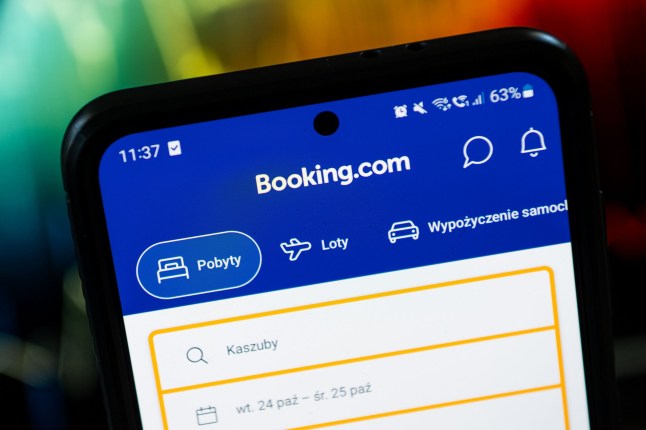 Booking.com app on phone