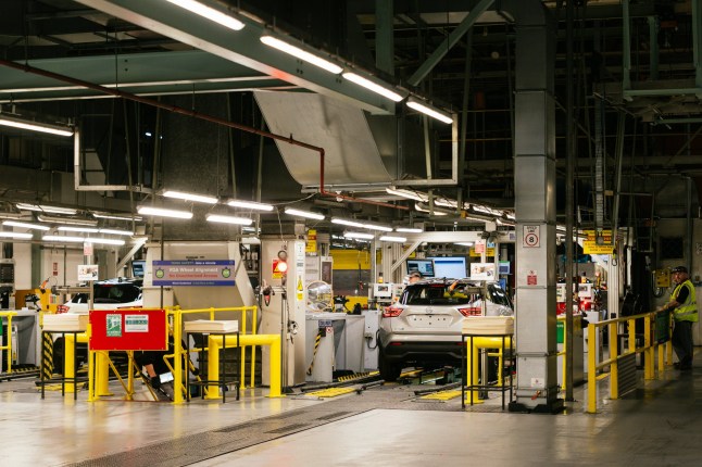 A hybrid Nissan Juke sports utility vehicle on the production line at the Nissan Motor Co. factory in Sunderland, UK, on Friday, Nov. 24, 2023. Nissan will significantly ramp up electric-vehicle production in the UK with a 2 billion ($2.5 billion) investment at its Sunderland site in a boon to the country's car industry. Photographer: Jose Sarmento Matos/Bloomberg via Getty Images