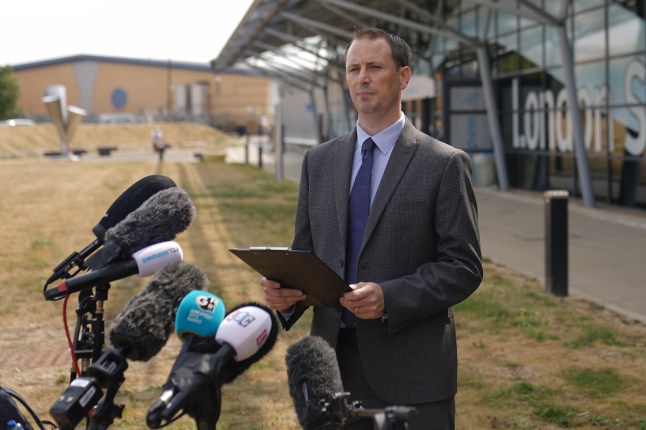 Essex Police Chief Superintendent Morgan Cronin speaking to the media outside Southend