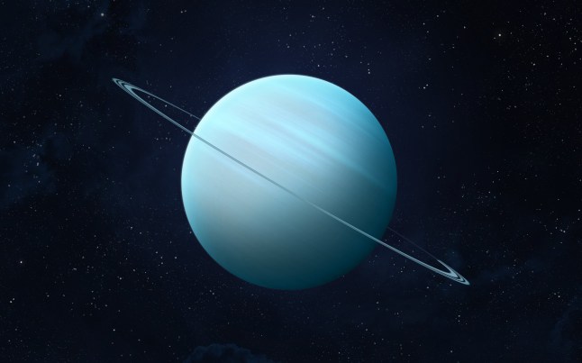View of planet Uranus from space.