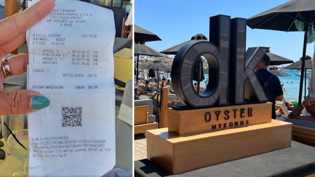 The receipt (Left) and the restaurant (Right)