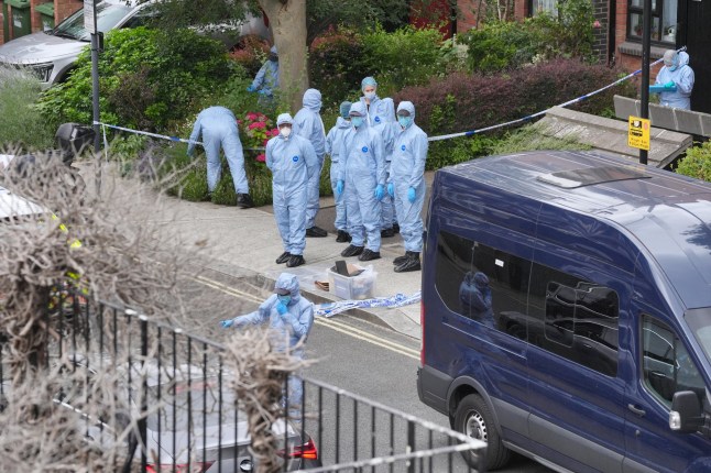 File photo dated 13/07/24 of forensic officers at an address in Shepherd's Bush, west London, after human remains were found in two suitcases near the Clifton Suspension Bridge in Bristol. Yostin Andres Mosquera is accused of killing Albert Alfonso and Paul Longworth in London and dumping their remains near the Clifton Suspension Bridge. He faces trial at the Old Bailey for the murders of Albert Alfonso, 62, and Paul Longworth, 71, on or before July 11 last year in the London Borough of Hammersmith and Fulham. Issue date: Wednesday April 30, 2025. PA Photo. The defendant, 35, admitted the manslaughter of Mr Alfonso during a hearing at the Old Bailey on Tuesday, but denies and is being tried on both charges of murder. See PA story COURTS Clifton. Photo credit should read: Jonathan Brady/PA Wire