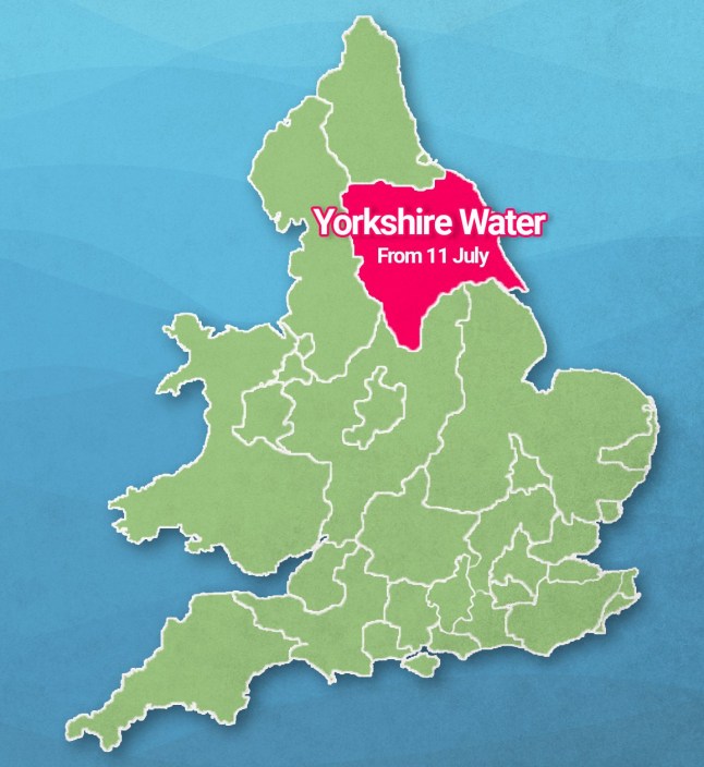 METRO GRAPHICS hosepipe ban, Yorkshire Water, water companies map