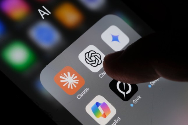 London, UK - 05 03 2025: Apple iPhone screen with Artificial Intelligence icons internet AI app application ChatGPT, DeepSeek, Gemini, Copilot, Grok, Claude, etc.