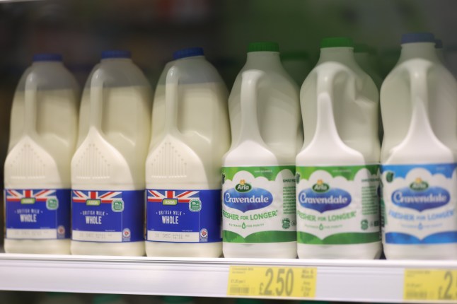 Milk at the recently opened Asda Express convenience store, operated by Asda Group Ltd., in London, UK, on Tuesday, Dec. 13, 2022. Asda is accelerating its push into convenience stores as the UK's third-largest supermarket operator seeks to expand its market share. Photographer: Hollie Adams/Bloomberg via Getty Images