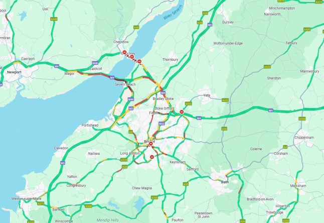 traffic maps near bristol There are major delays on the M4, M5 and M32