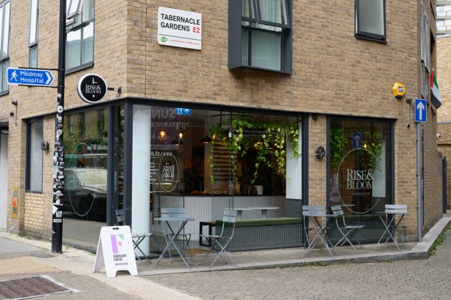 Metro reporter Josh Milton explores the large price disparity of sausage rolls in London?s bars and food outlets. The photograph shows the exterior of the Rise and Bloom cafe.