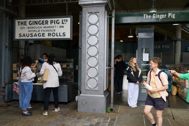 Metro reporter Josh Milton explores the large price disparity of sausage rolls in London?s bars and food outlets. The photograph shows the Ginger Pig butchers in Borough Market, which sells one of the dearest sausage rolls in London.